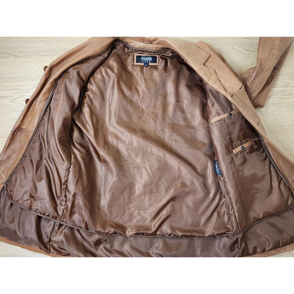 Vintage Wilsons Pelle Studio Classics Leather Jacket Womens L Coat Tan Buttons - Picture 12 of 15